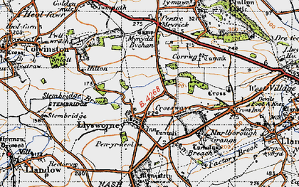 Old map of Llysworney in 1947