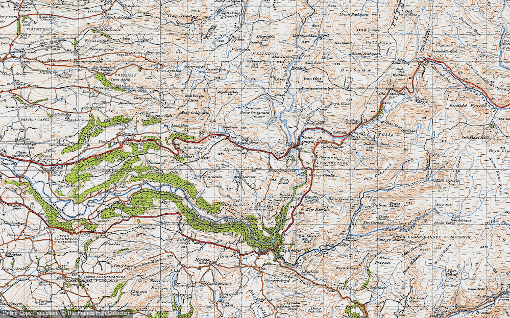 Old Map of Historic Map covering Banc Creignant Mawr in 1947