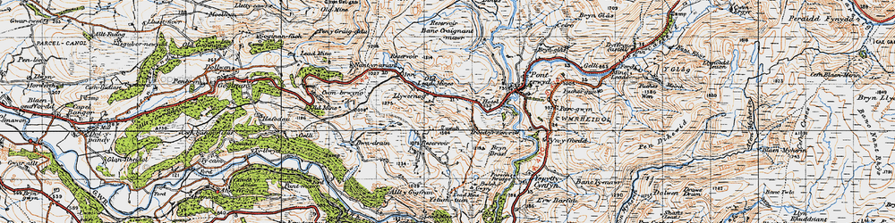 Old map of Banc Creignant Mawr in 1947