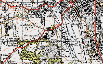 Old map of Lobley Hill in 1947