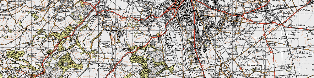 Old map of Lobley Hill in 1947