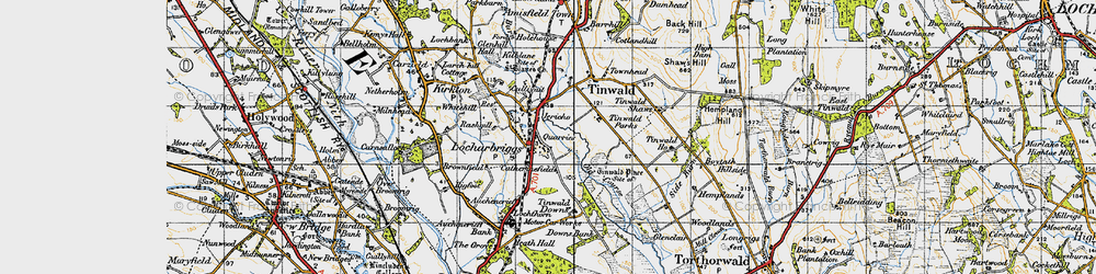 Old map of Brownfield in 1947