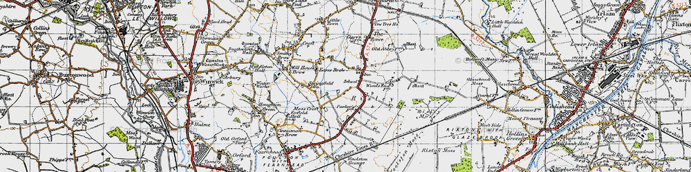 Old map of Locking Stumps in 1947