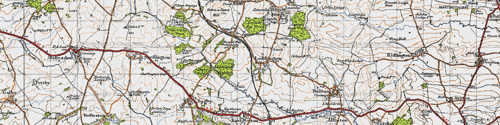 Old map of Launde Big Wood in 1946