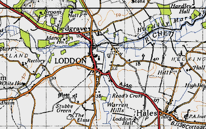 Old map of Loddon in 1946