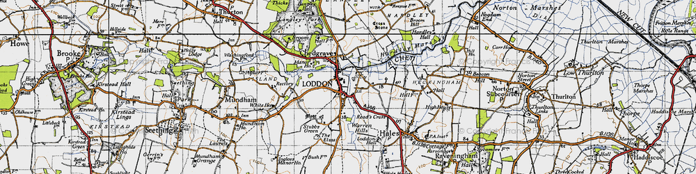 Old map of Loddon in 1946