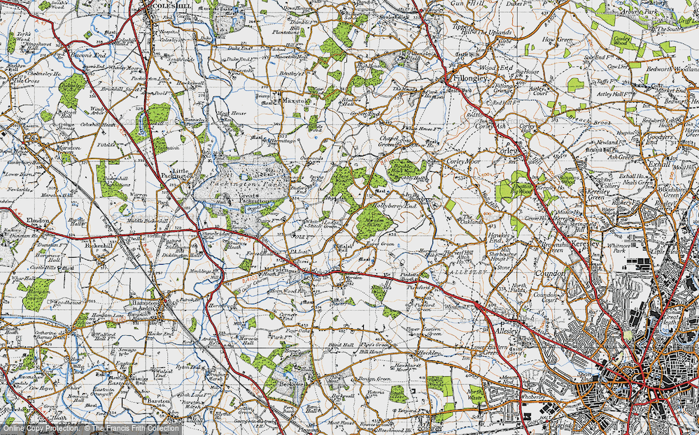 Old Map of Lodge Green, 1947 in 1947