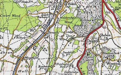 Old map of Lodge Lees in 1947