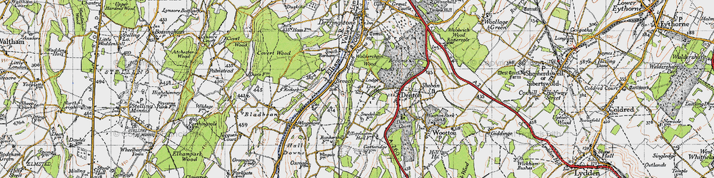 Old map of Lodge Lees in 1947