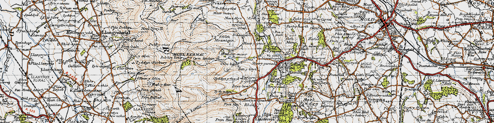 Old map of Loggerheads in 1947