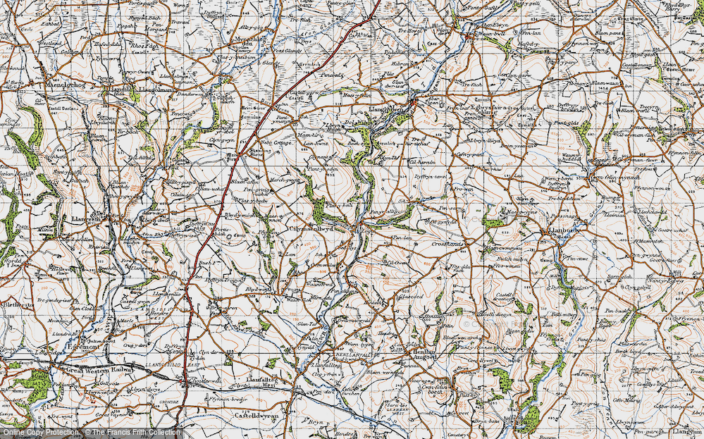 Old Map of Historic Map covering Bachsylw in 1946