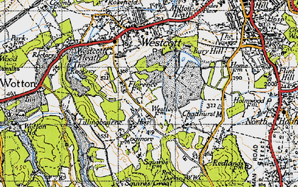Old map of Bury Hill Ho in 1940
