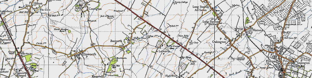 Old map of Lolworth in 1946