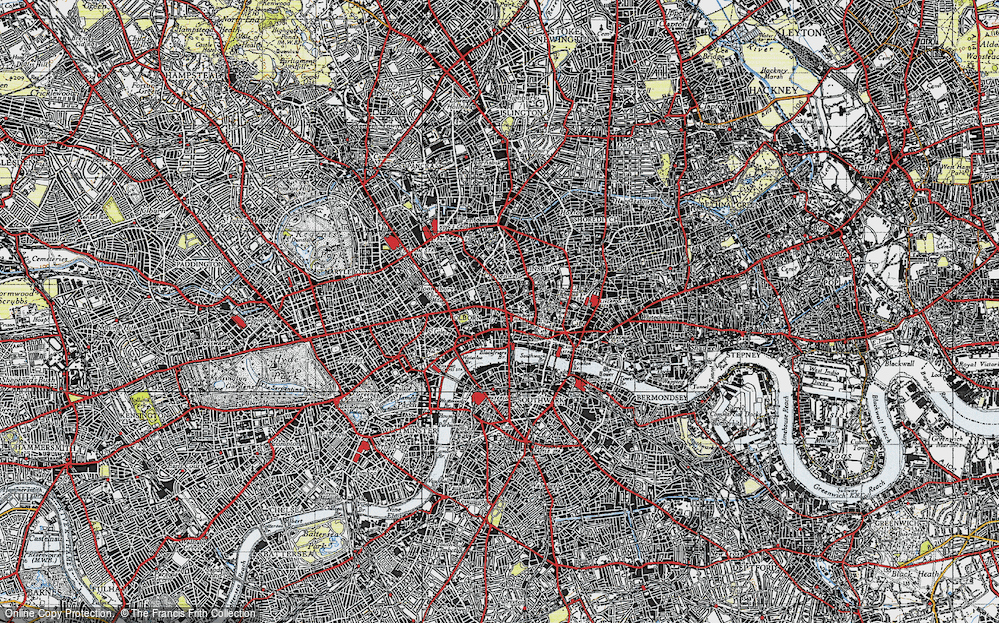 Old Map of Historic Map covering Blackfriars Br in 1946