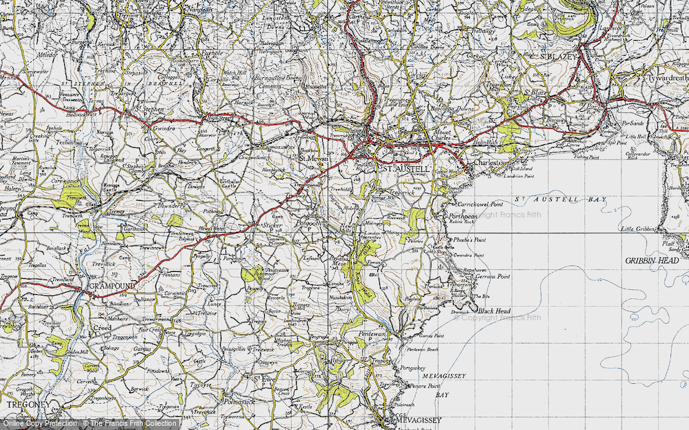 Old Map of Historic Map covering Trewhiddle in 1946