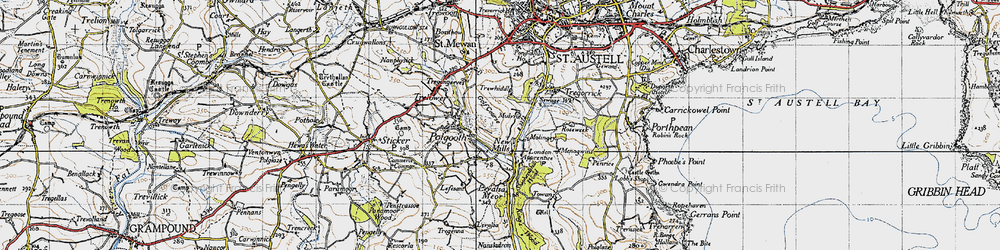 Old map of Trewhiddle in 1946