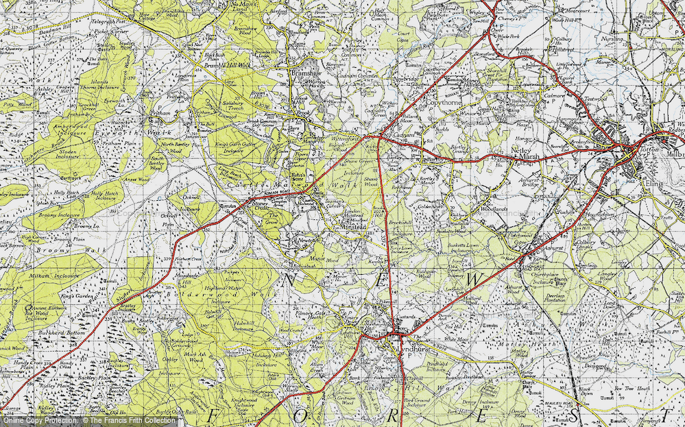 Old Map of Historic Map covering Brockis Hill in 1940