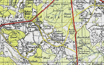 Old map of London Minstead in 1940