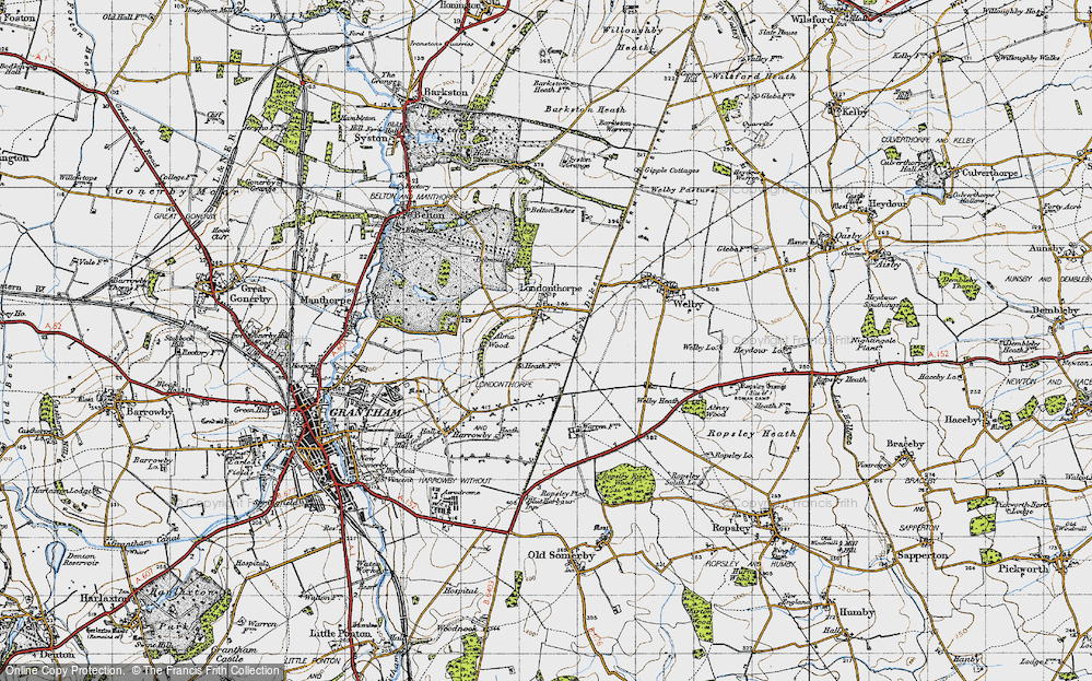 Old Map of Historic Map covering Belton Ashes in 1946