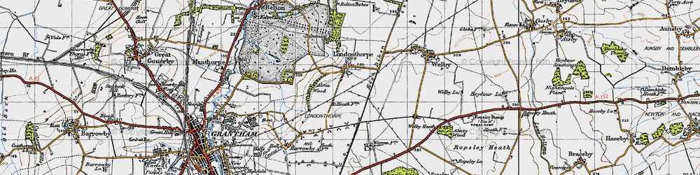 Old map of Belton Ashes in 1946
