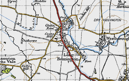 Old map of Long Bennington in 1946