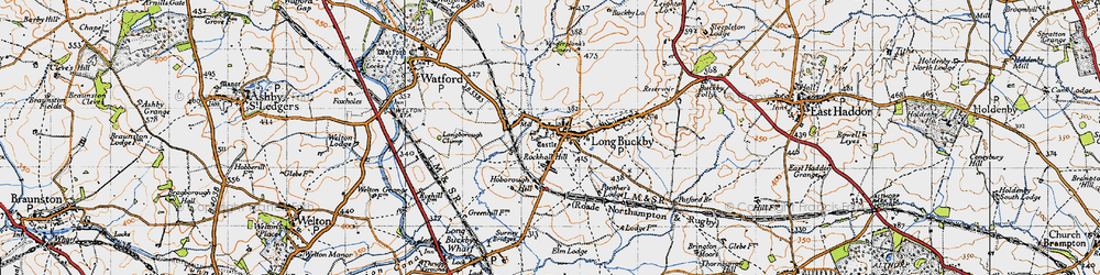 Old map of Long Buckby in 1946