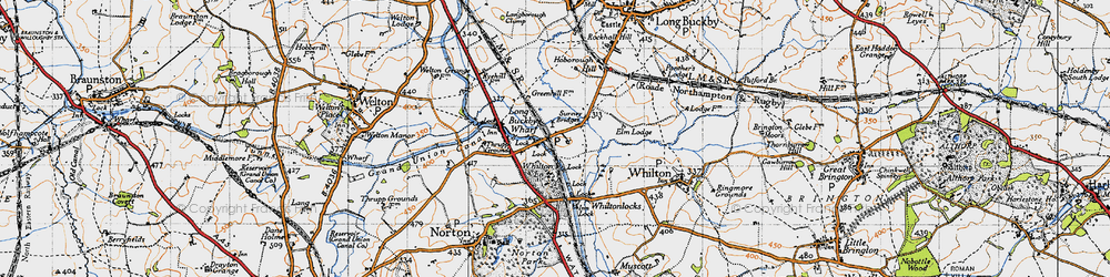 Old map of Long Buckby Wharf in 1946