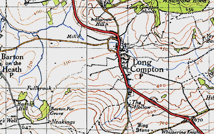 Old map of Long Compton in 1946