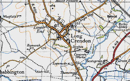 Old map of Long Crendon in 1946