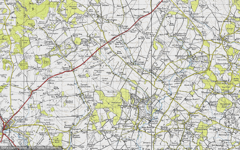 Old Map of Long Crichel, 1940 in 1940