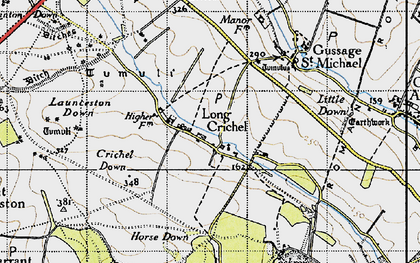 Old map of Long Crichel in 1940