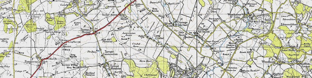 Old map of Long Crichel in 1940