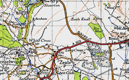 Old map of Long Cross in 1945