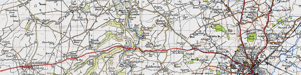 Old map of West Yatton Down in 1946