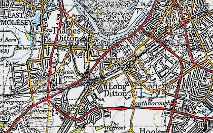 Old map of Long Ditton in 1945