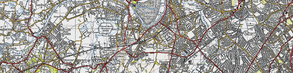 Old map of Long Ditton in 1945
