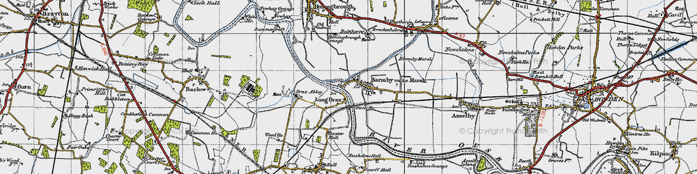 Old map of Long Drax in 1947