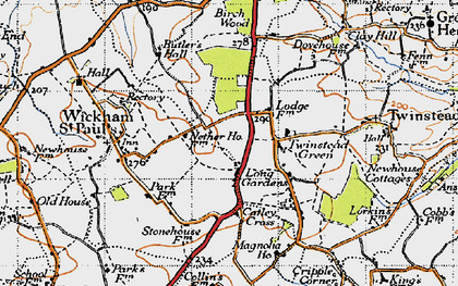Old map of Long Gardens in 1946
