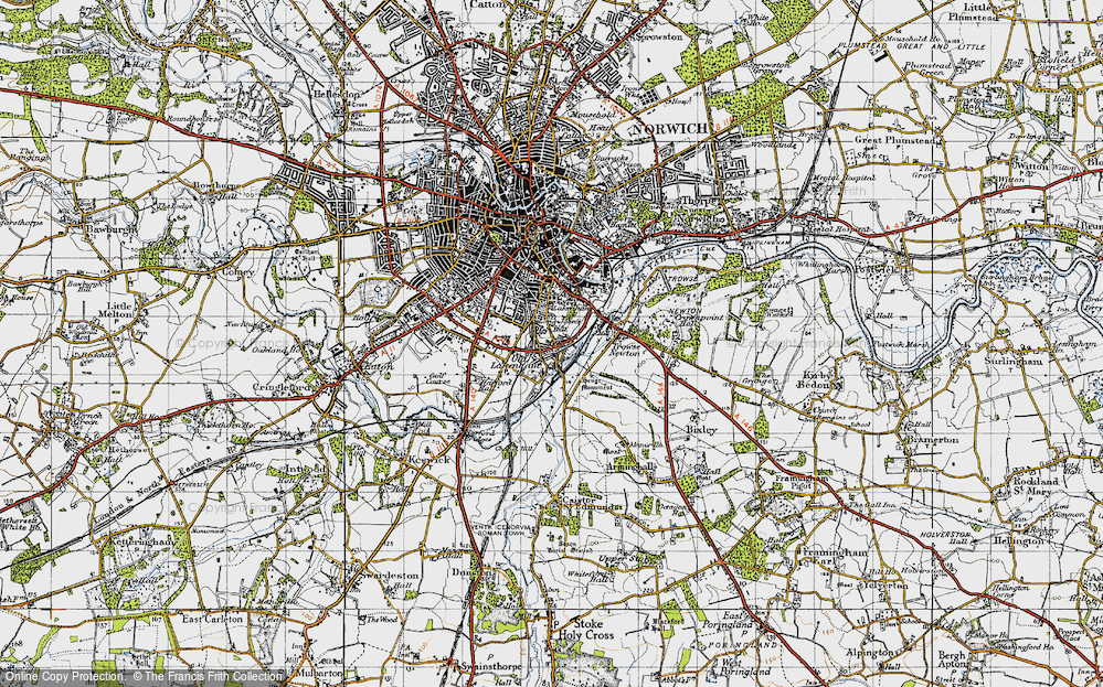 Old Map of Long John's Hill, 1945 in 1945