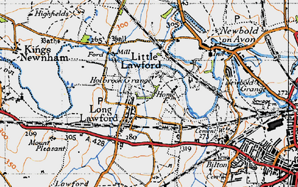 Old map of Long Lawford in 1946