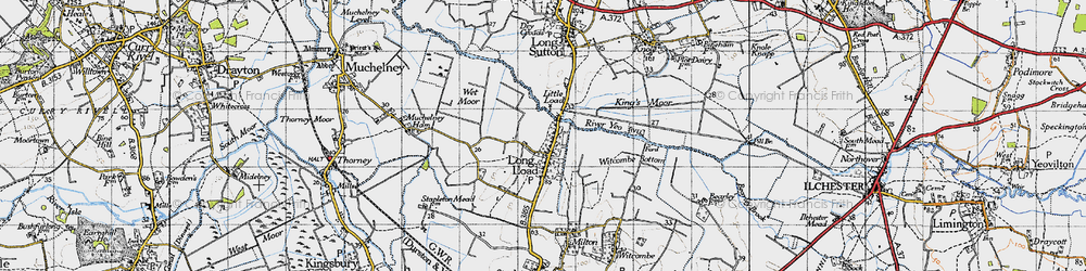 Old map of Witcombe Bottom in 1945
