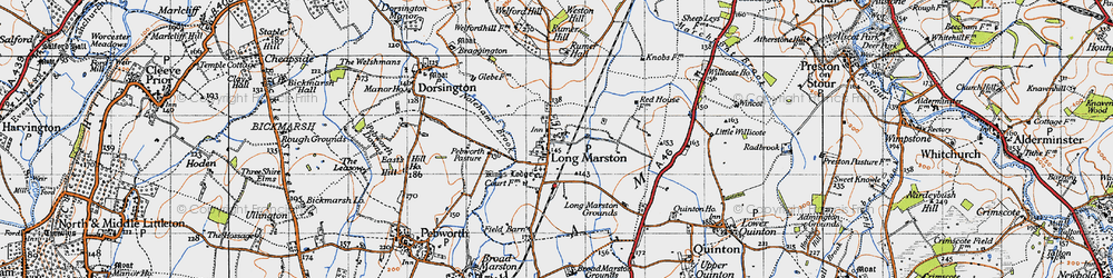 Old map of Willicote Pastures in 1946