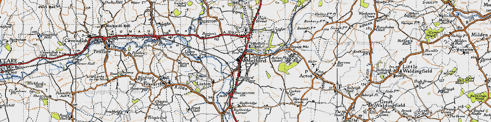 Old map of Long Melford in 1946