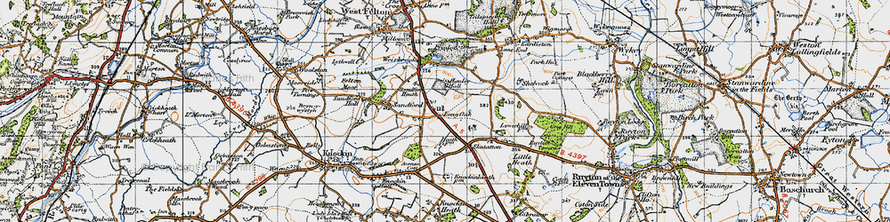 Old map of Long Oak in 1947