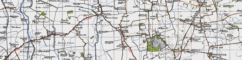Old map of Long Riston in 1947