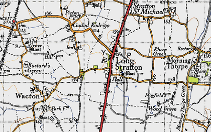 Old map of Long Stratton in 1946