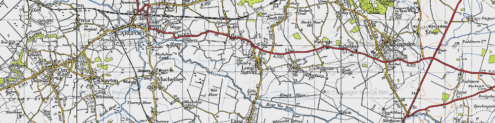 Old map of Long Sutton in 1945