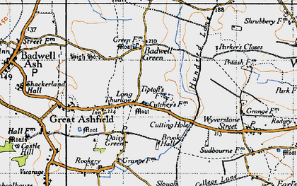 Old map of Long Thurlow in 1946
