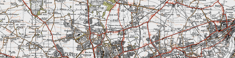 Old map of Longbenton in 1947