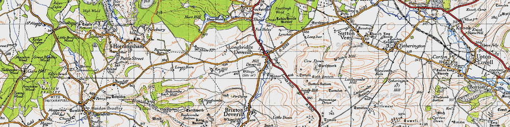 Old map of Longbridge Deverill in 1946
